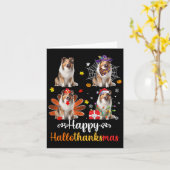 Shetland Sheepdog Halloween Kerstfeest Happy Hallo Kaart (Gele Bloem)