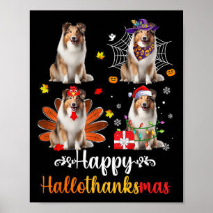 Shetland Sheepdog Halloween Kerstfeest Happy Hallo Poster