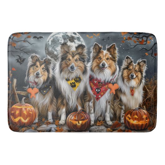 Shetland Sheepdog Halloween Spoken Badmat (Voorkant)