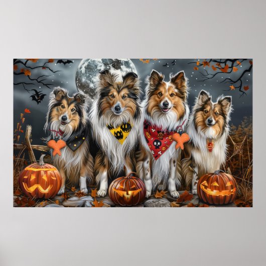Shetland Sheepdog Halloween Spokengeest Poster (Voorkant)
