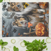Shetland Sheepdog Halloween Spokengeest Theedoek (Gevouwen)