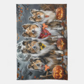 Shetland Sheepdog Halloween Spokengeest Theedoek (Verticaal)