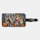 Shetland Sheepdog Halloween Spooky Bagagelabel (Achterkant horizontaal)