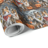 Shetland Sheepdog Halloween Spooky Cadeaupapier (Rol Hoek)