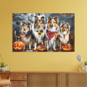 Shetland Sheepdog Halloween Spooky Canvas Afdruk (Insitu (Woonkamer))