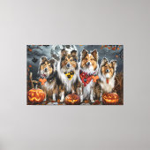 Shetland Sheepdog Halloween Spooky Canvas Afdruk (Voorkant)