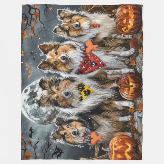 Shetland Sheepdog Halloween Spooky Fleece Deken (Voorkant)