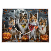 Shetland Sheepdog Halloween Spooky Groot Cadeauzakje (Voorkant)