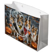 Shetland Sheepdog Halloween Spooky Groot Cadeauzakje (Achterkant Gekanteld)