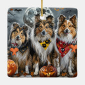 Shetland Sheepdog Halloween Spooky Keramisch Ornament (Achterkant)