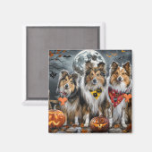 Shetland Sheepdog Halloween Spooky Magneet (Voorkant / Achterkant)