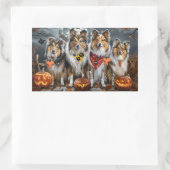Shetland Sheepdog Halloween Spooky Rechthoekige Sticker (Tas)