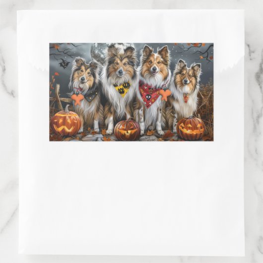 Shetland Sheepdog Halloween Spooky Rechthoekige Sticker (Tas)