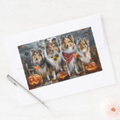 Shetland Sheepdog Halloween Spooky Rechthoekige Sticker (Envelop)