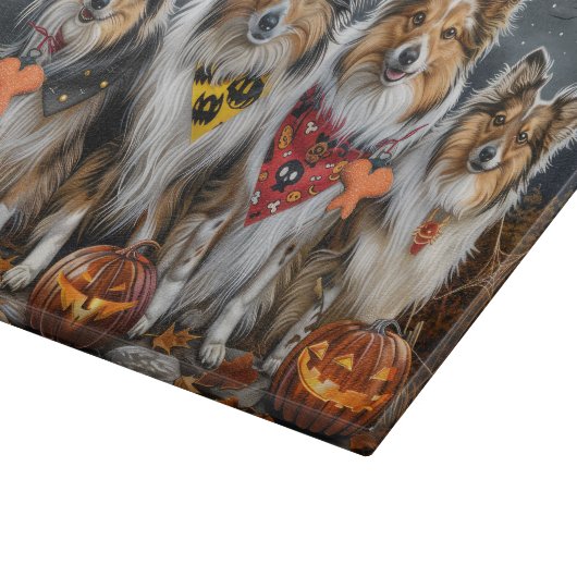 Shetland Sheepdog Halloween Spooky Snijplank (Hoek)