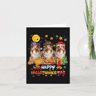 Shetland Sheepdog Happy Halloween Thanksgiving Kaart