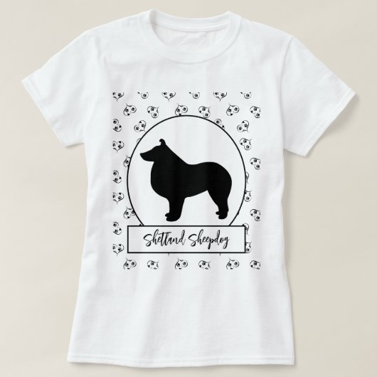 Shetland Sheepdog Hearts Pawprints T-shirt (Design voorkant)