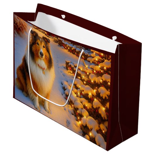 Shetland Sheepdog Holiday  Groot Cadeauzakje (Voorkant Gekanteld)