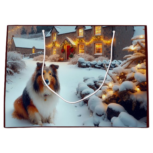 Shetland Sheepdog Holiday Groot Cadeauzakje (Voorkant)