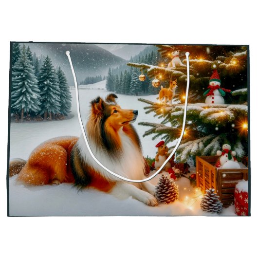  Shetland Sheepdog Holiday  Groot Cadeauzakje (Achterkant)