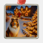 Shetland Sheepdog Holiday  Metalen Ornament (Voorkant)