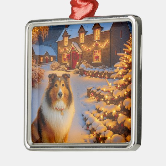 Shetland Sheepdog Holiday  Metalen Ornament (Links)