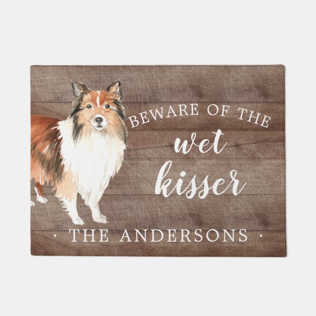 Shetland Sheepdog hond gepersonaliseerde deur mat (Voorkant)