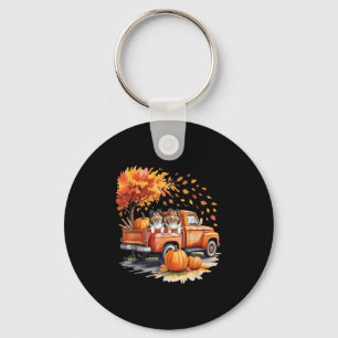 Shetland Sheepdog Hond Vrachtwagen Pompoen Herfst Sleutelhanger