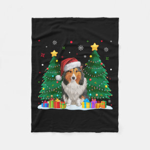 Shetland Sheepdog Hondenliefhebber Santa Hat Ugly  Fleece Deken