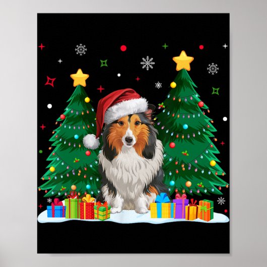 Shetland Sheepdog Hondenliefhebber Santa Hat Ugly Poster (Voorkant)