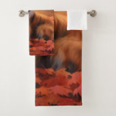 Shetland Sheepdog in herfst laat Herfst inspireren Bad Handdoek (Insitu)