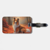 Shetland Sheepdog in herfst laat Herfst inspireren Bagagelabel (Achterkant horizontaal)