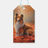 Shetland Sheepdog in herfst laat Herfst inspireren Cadeaulabel (Achterkant)