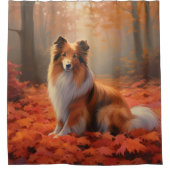 Shetland Sheepdog in herfst laat Herfst inspireren Douchegordijn (Voorkant)