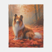 Shetland Sheepdog in herfst laat Herfst inspireren Fleece Deken (Voorkant)
