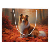 Shetland Sheepdog in herfst laat Herfst inspireren Groot Cadeauzakje (Achterkant)