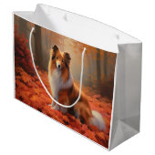 Shetland Sheepdog in herfst laat Herfst inspireren Groot Cadeauzakje (Achterkant Gekanteld)
