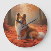 Shetland Sheepdog in herfst laat Herfst inspireren Grote Klok (Voorkant)