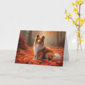Shetland Sheepdog in herfst laat Herfst inspireren Kaart (Gele Bloem)