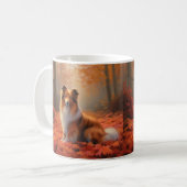 Shetland Sheepdog in herfst laat Herfst inspireren Koffiemok (Voorkant links)