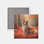Shetland Sheepdog in herfst laat Herfst inspireren Magneet (Voorkant / Achterkant)