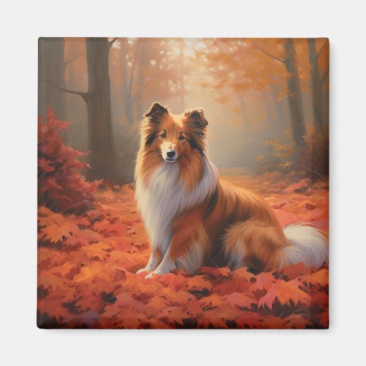 Shetland Sheepdog in herfst laat Herfst inspireren Magneet (Voorkant)