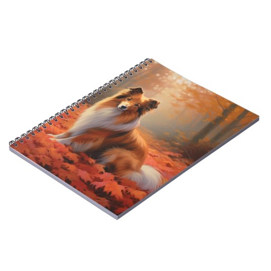 Shetland Sheepdog in herfst laat Herfst inspireren Notitieboek (Linkerzijde)