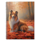Shetland Sheepdog in herfst laat Herfst inspireren Notitieboek (Voorkant)