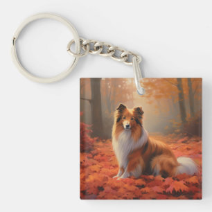 Shetland Sheepdog in herfst laat Herfst inspireren Sleutelhanger