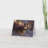Shetland Sheepdog Kerst Feestelijke Periode Kaart (Voorkant)