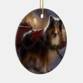 Shetland Sheepdog Kerst Seizoen  Keramisch Ornament (Rechts)