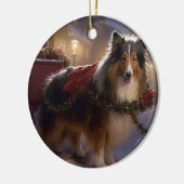 Shetland Sheepdog Kerst Seizoen  Keramisch Ornament (Links)