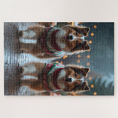 Shetland Sheepdog Kerst Sneeuw Vakantie Legpuzzel (Horizontaal)