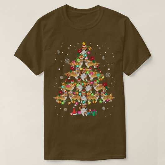Shetland Sheepdog kerstboom Funny Sheltie Chr T-shirt (Design voorkant)